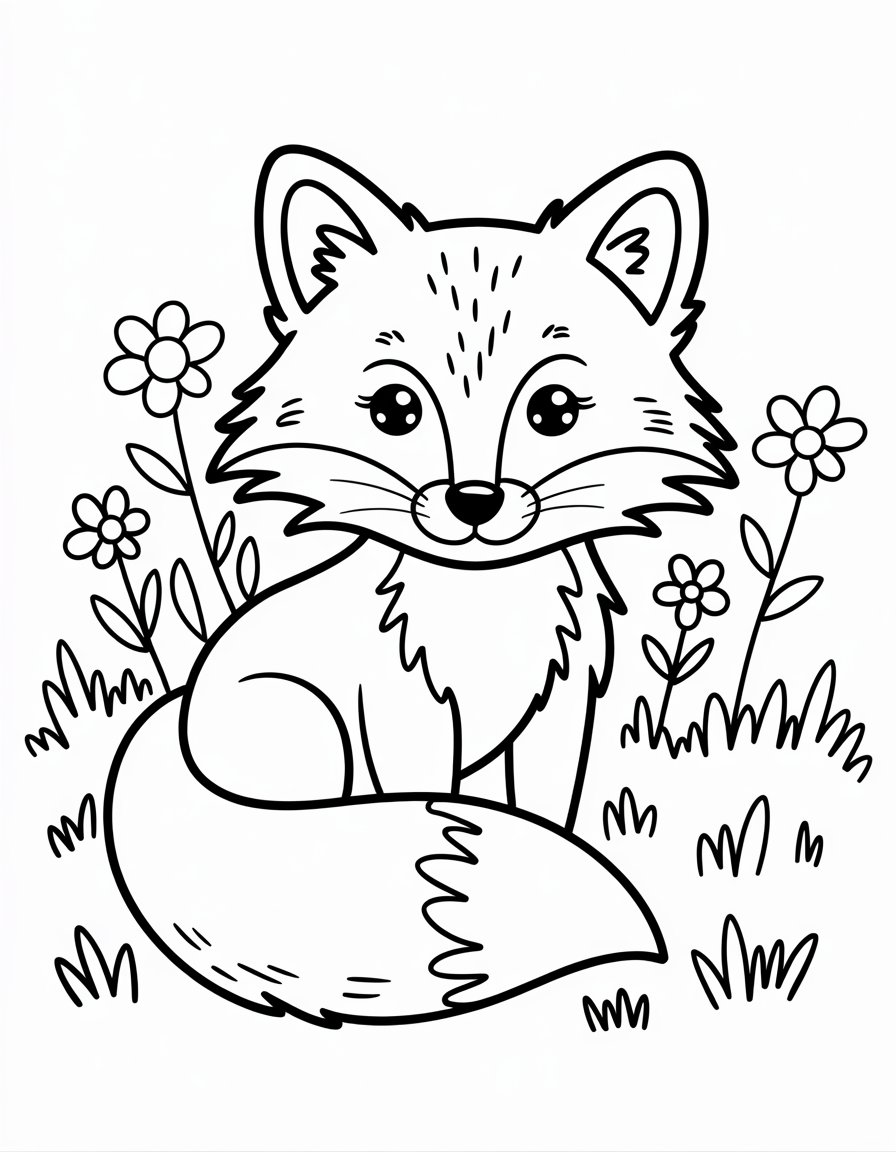 Fox in Wild Flowers